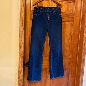 Boden button fly flare jeans, women's US size 10.